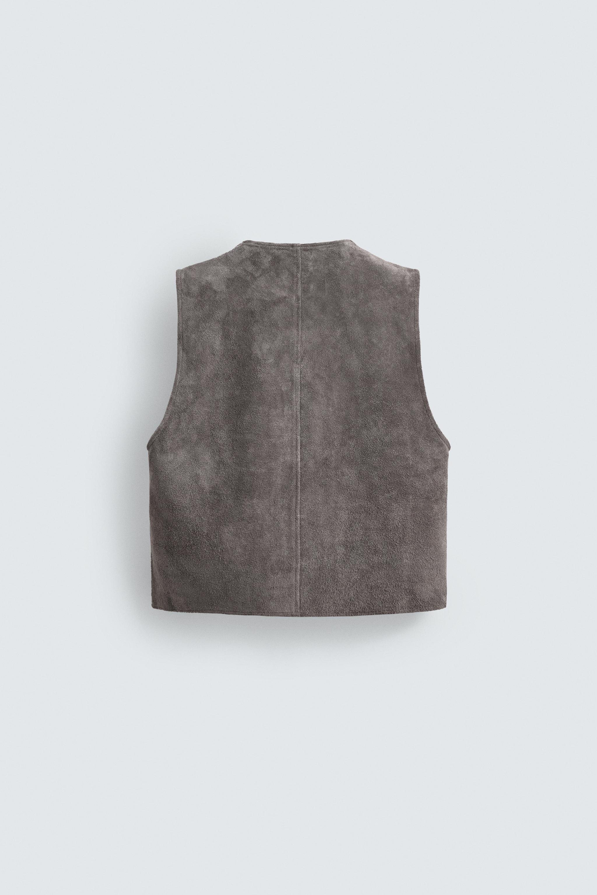GILET COUPE DÉCONTRACTÉE EN DAIM